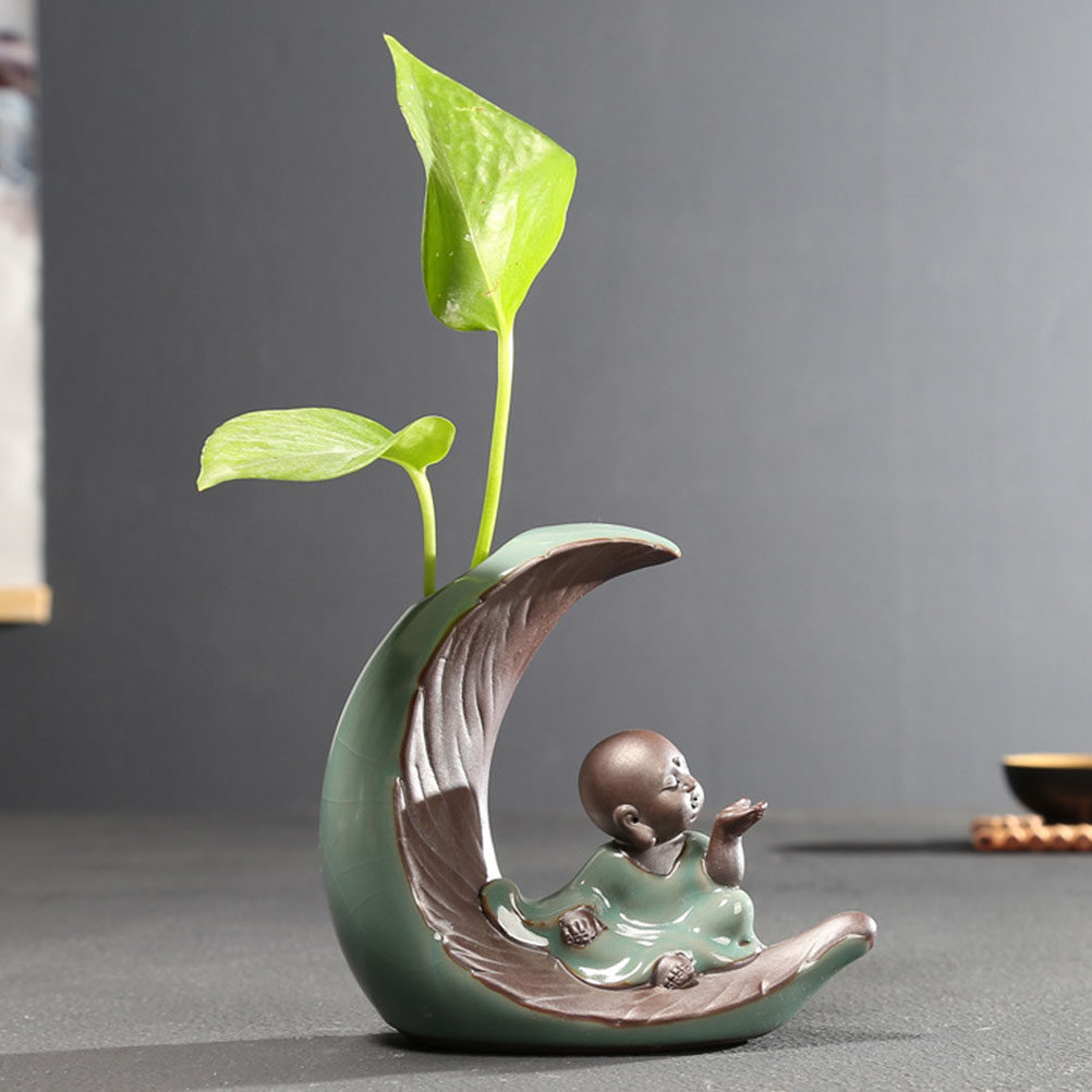 Home Decor Vase - 1Pcs Ceramic Monk Vase Zen Style