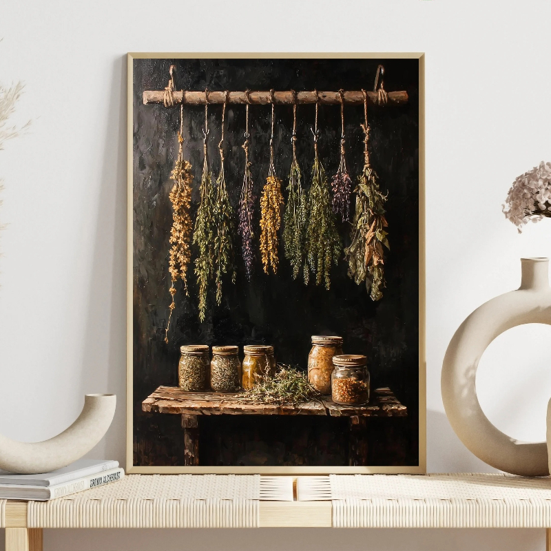 Home Decor Vase - Vintage Autumn Farmhouse Canvas Poster Dried