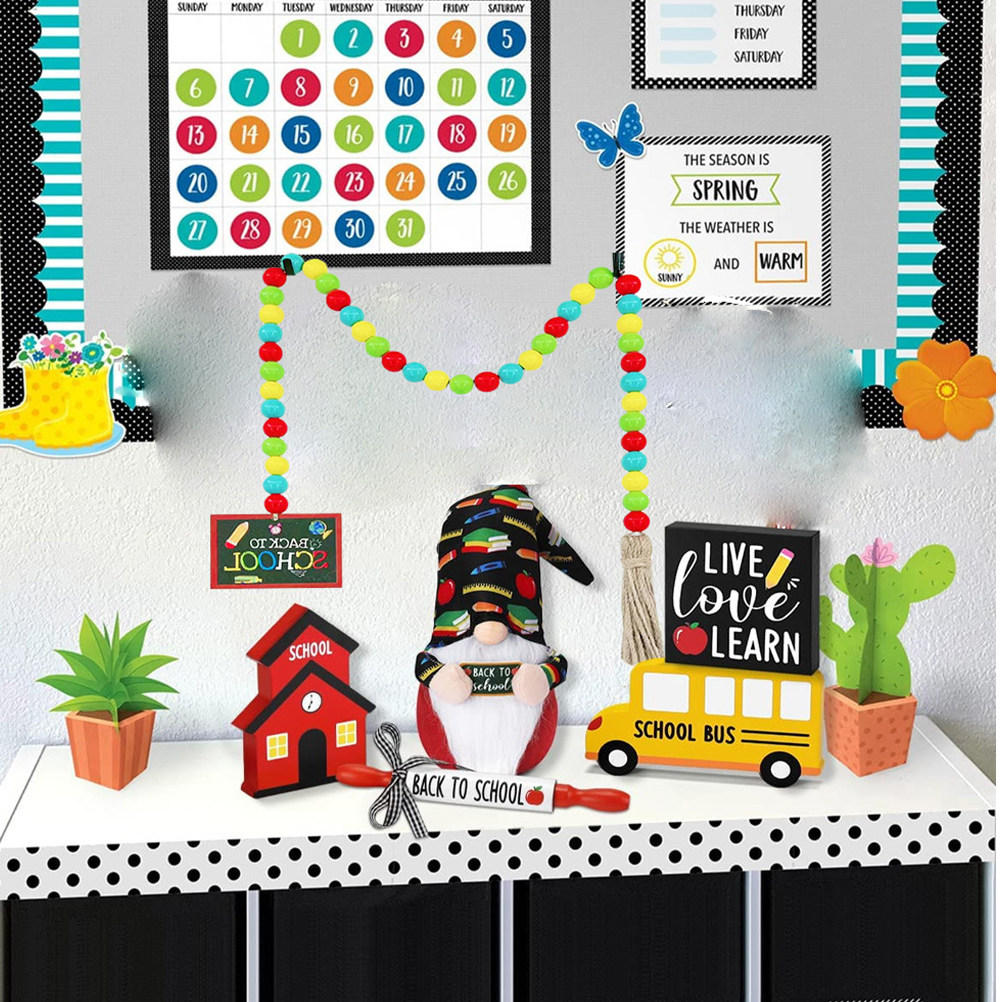 Home Decor Vase - Back to School Wooden Beaded Garland