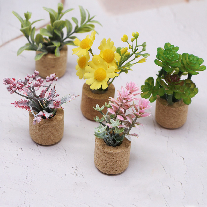 Home Decor Vase - 1:12 Dollhouse Simulation Flower Plant Potted