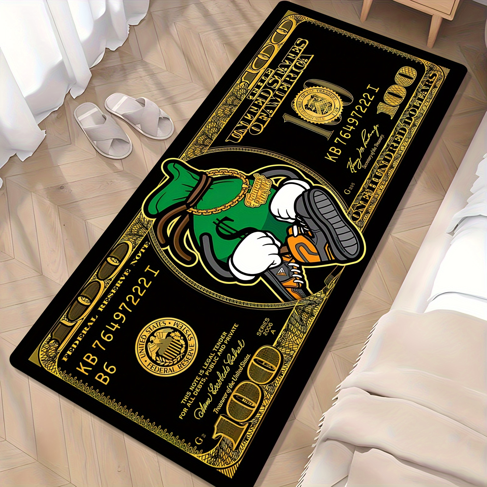 Home Xmas Decor Ideas - $100 Bill Pattern Area Rug,Soft Touch