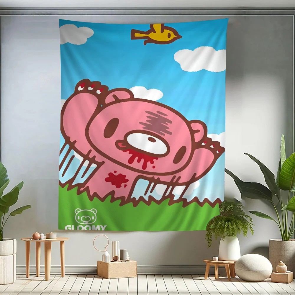 Home Decor Hippie - VIKAMA Gloomy Bear Cartoon Tapestry Wall