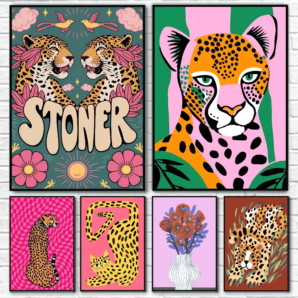 Home Decor Vase - Wild Leopard Tiger Vase Flower Poster