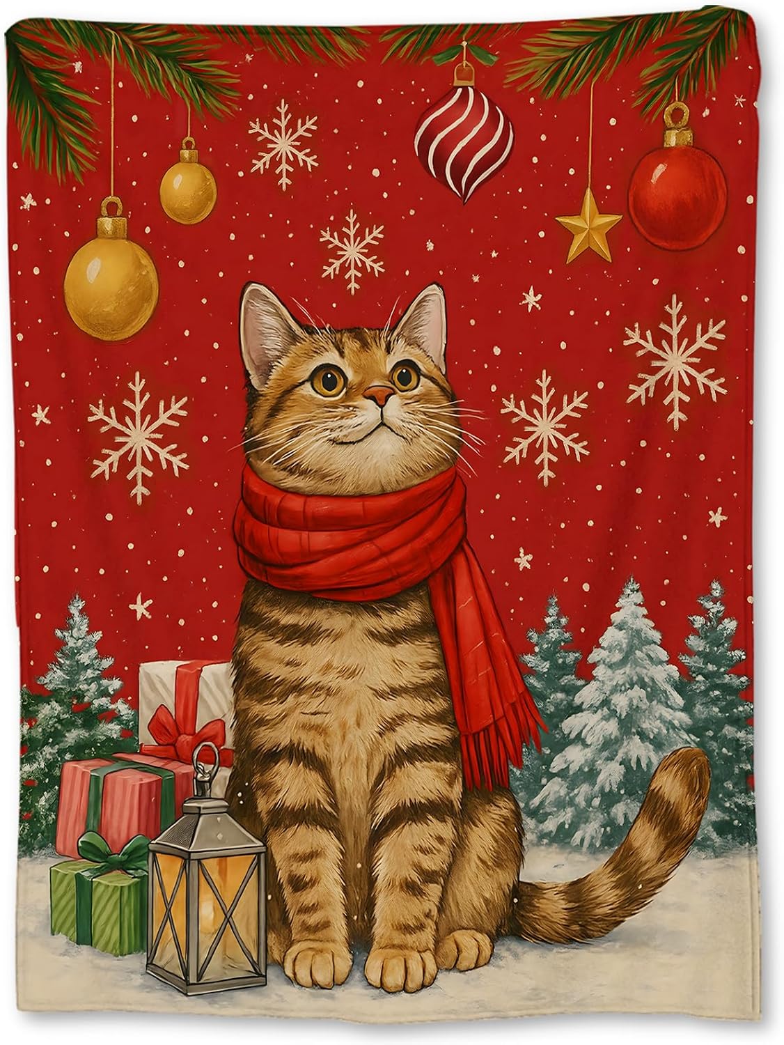 Festive Cat Christmas Throw Bl - Home Xmas Decor Ideas avaliação e preço