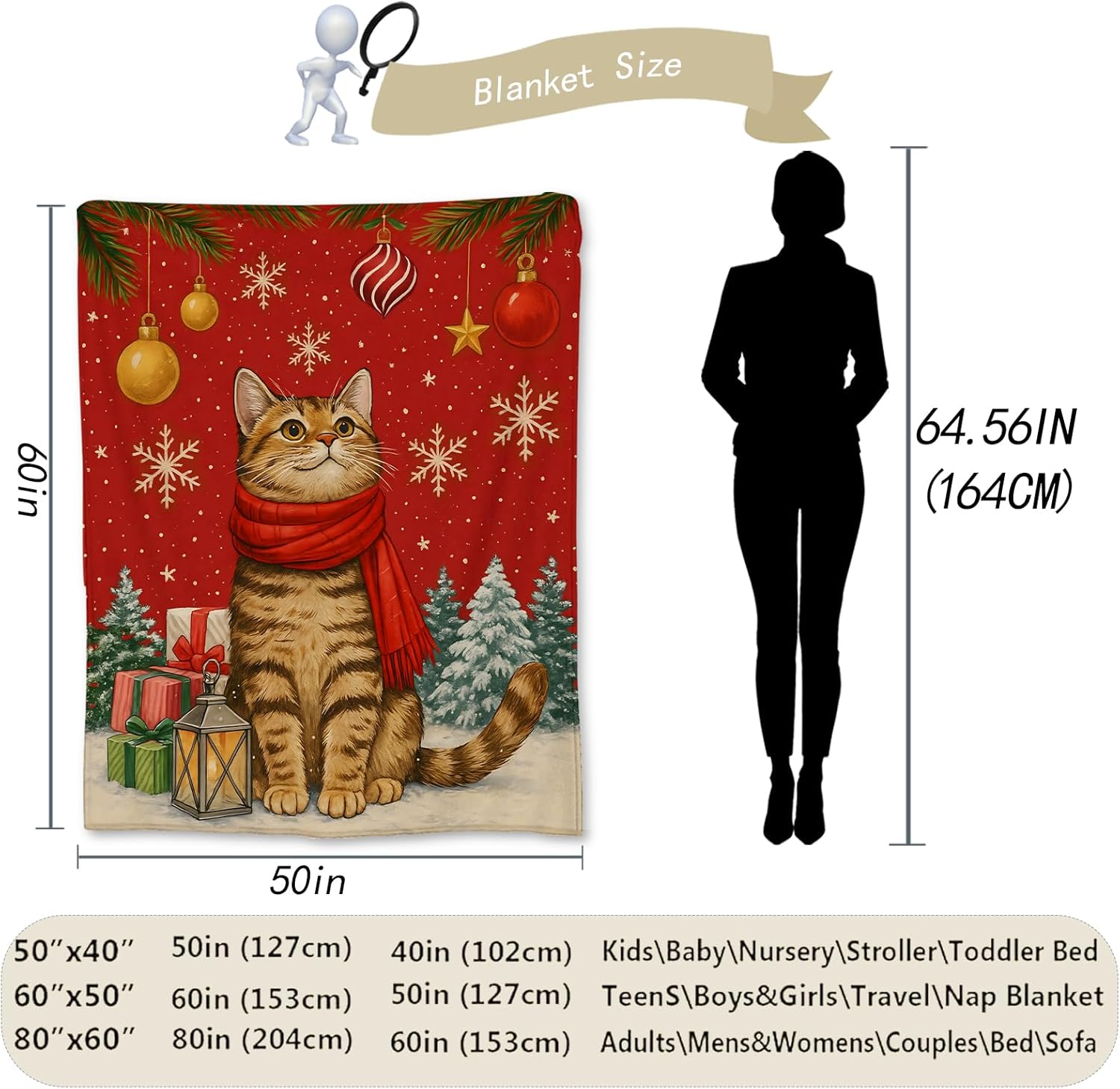 Festive Cat Christmas Throw Bl - Home Xmas Decor Ideas avaliação e preço