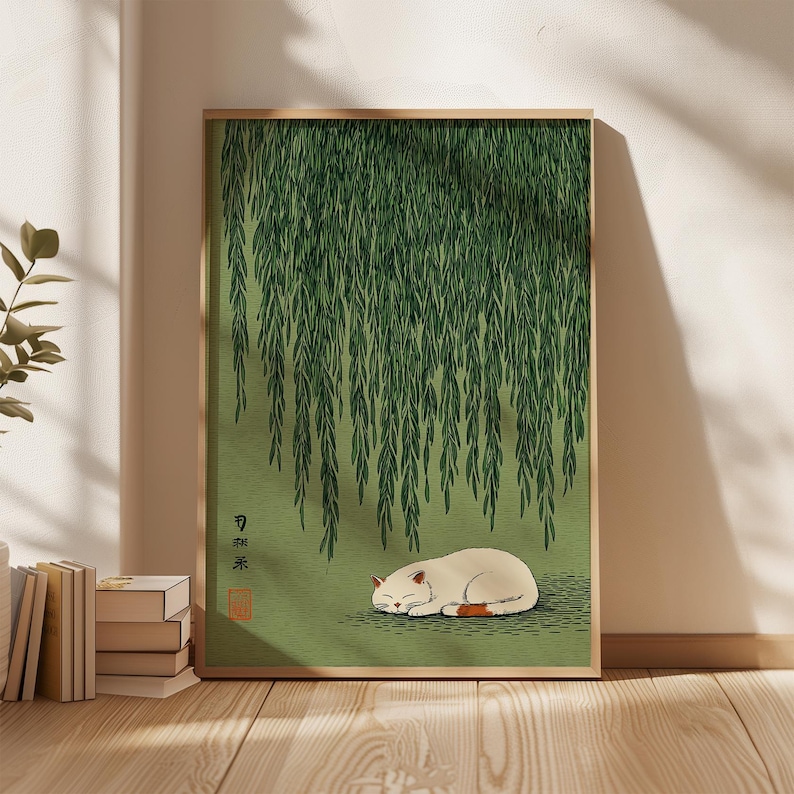 1pc Japanese Cat Under Willow  - Home Decor Design Interior avaliação e preço