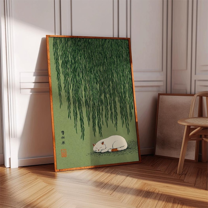 1pc Japanese Cat Under Willow  - Home Decor Design Interior avaliação e preço
