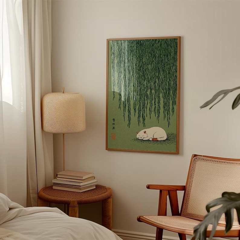 1pc Japanese Cat Under Willow  - Home Decor Design Interior avaliação e preço
