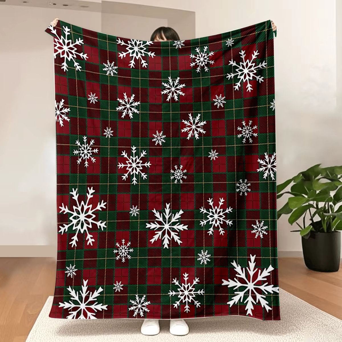 Xmas Plaid Fleece Blanket With - Home Xmas Decor Ideas avaliação e preço