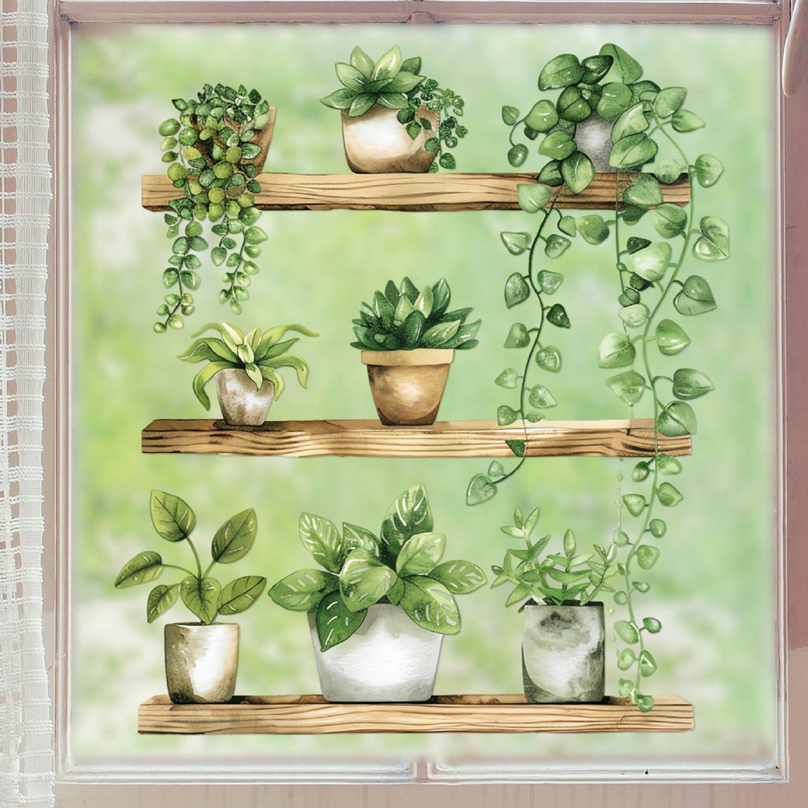 1pc Green Plant Potted Cute Ca - Home Decor Window Blinds avaliação e preço