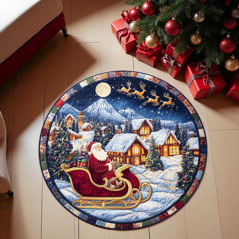 Santa Sleigh Christmas Round D - Home Xmas Decor Ideas avaliação e preço