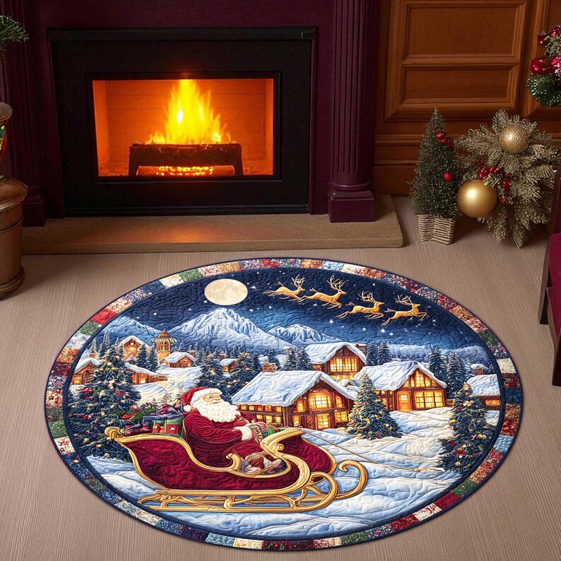 Santa Sleigh Christmas Round D - Home Xmas Decor Ideas avaliação e preço