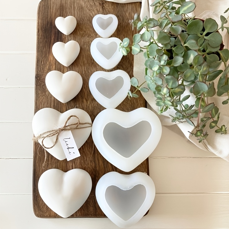 5pcs Heart-Shaped Gypsum Candl - Home Decor Handicraft avaliação e preço