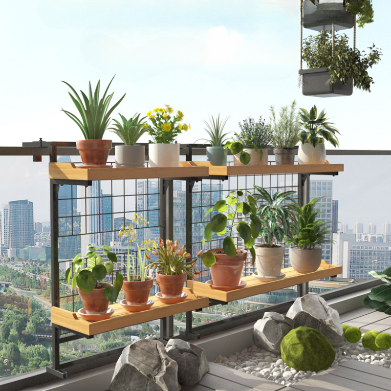 Wood Tiered Balcony Railing Pl - Succulent Planter Pot avaliação e preço