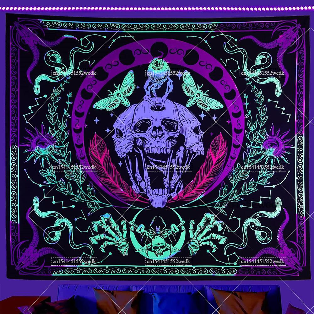 Hippie Skull Blacklight Tapest - Home Decor Hippie avaliação e preço