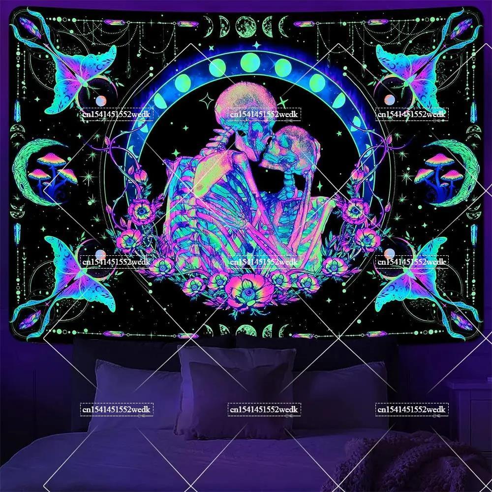 Hippie Skull Blacklight Tapest - Home Decor Hippie avaliação e preço