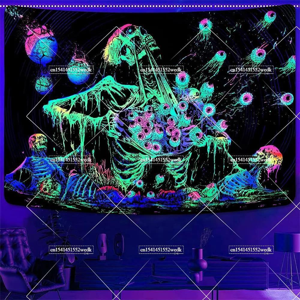 Hippie Skull Blacklight Tapest - Home Decor Hippie avaliação e preço
