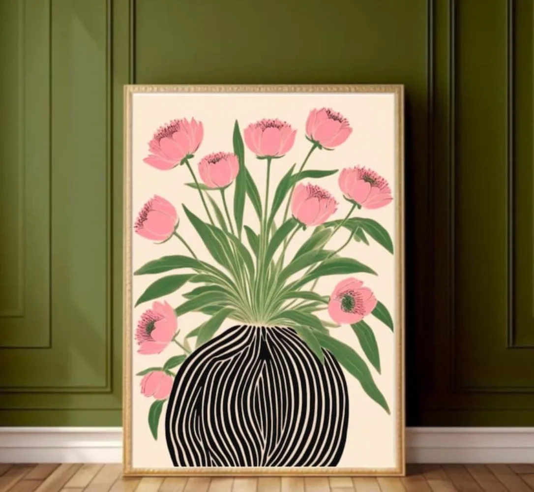 A Frameless Floral Poster,Mati - Home Decor Vase avaliação e preço
