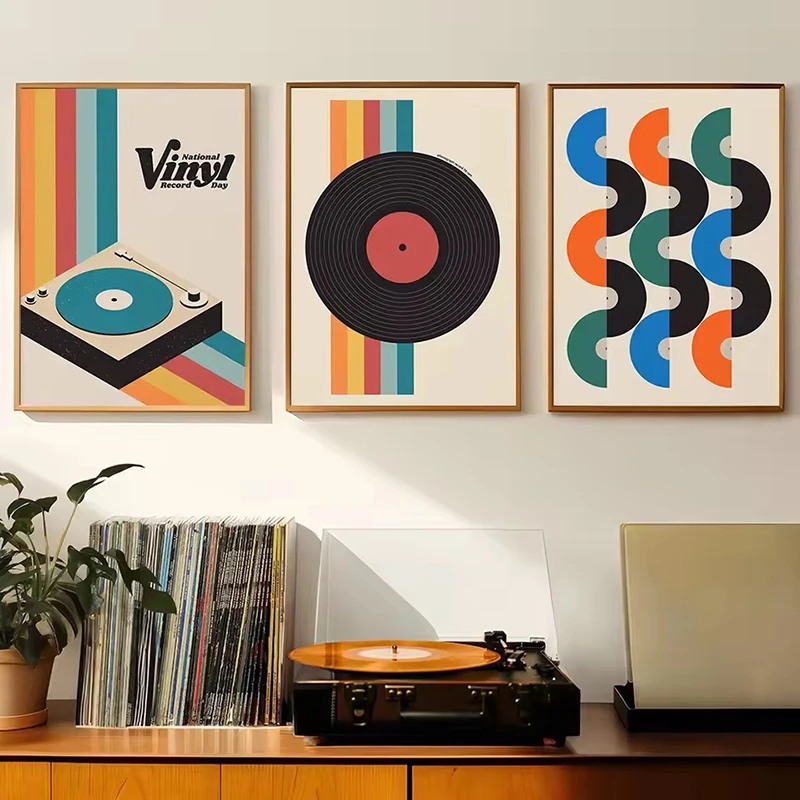 Mid Century Vinyl Record Canva - Home Decor Design Interior avaliação e preço