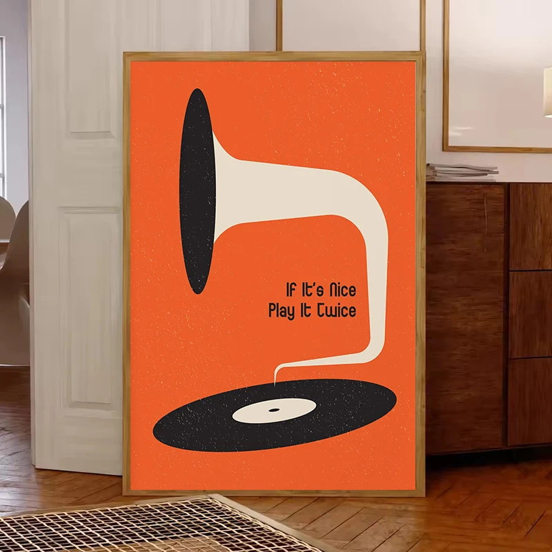 Mid Century Vinyl Record Canva - Home Decor Design Interior avaliação e preço