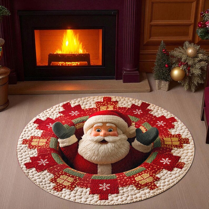 Christmas Santa Claus Round Do - Home Xmas Decor Ideas avaliação e preço