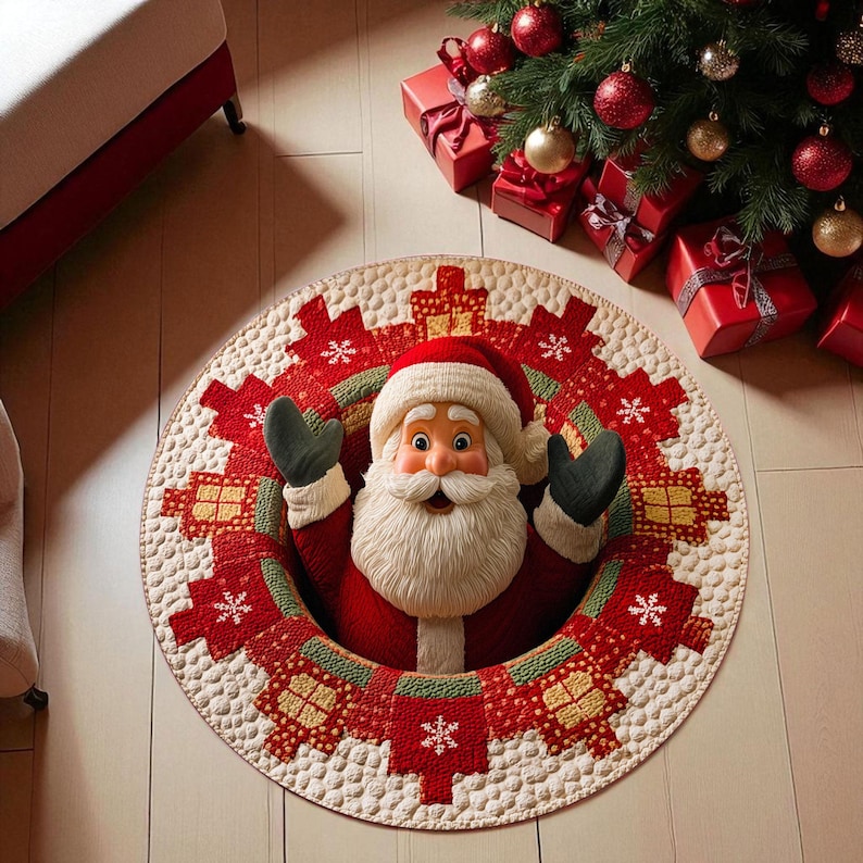 Christmas Santa Claus Round Do - Home Xmas Decor Ideas avaliação e preço