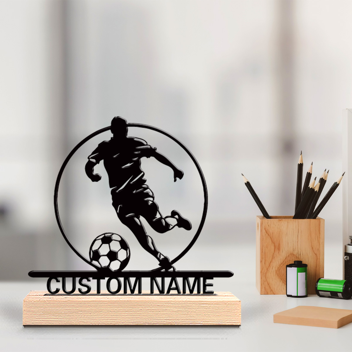 Custom Soccer Player Metal Sta - Home Decor Design Interior avaliação e preço