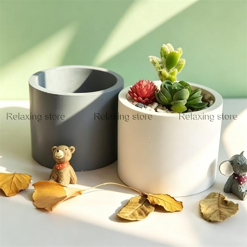 Large Round Concrete Flower Po - Succulent Planter Pot avaliação e preço