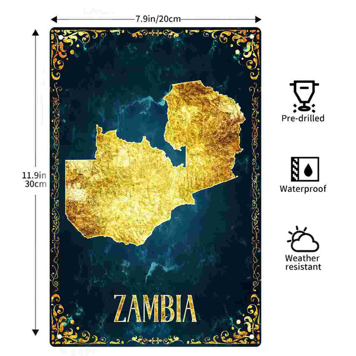 2D FLAT 1pc Zambia Gold Foil M - Home Decor Zambia avaliação e preço