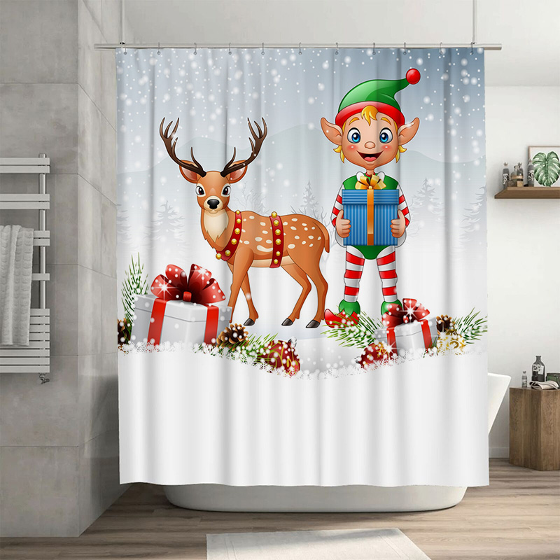 TU Christmas Deer Shower Curta - Home Xmas Decor Ideas avaliação e preço