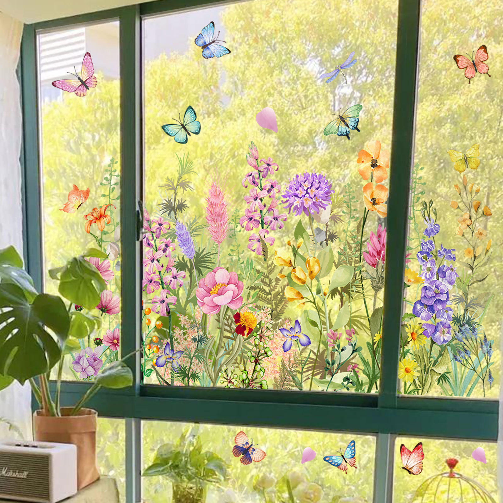 Watercolor Colored Flowers But - Home Decor Window Blinds avaliação e preço