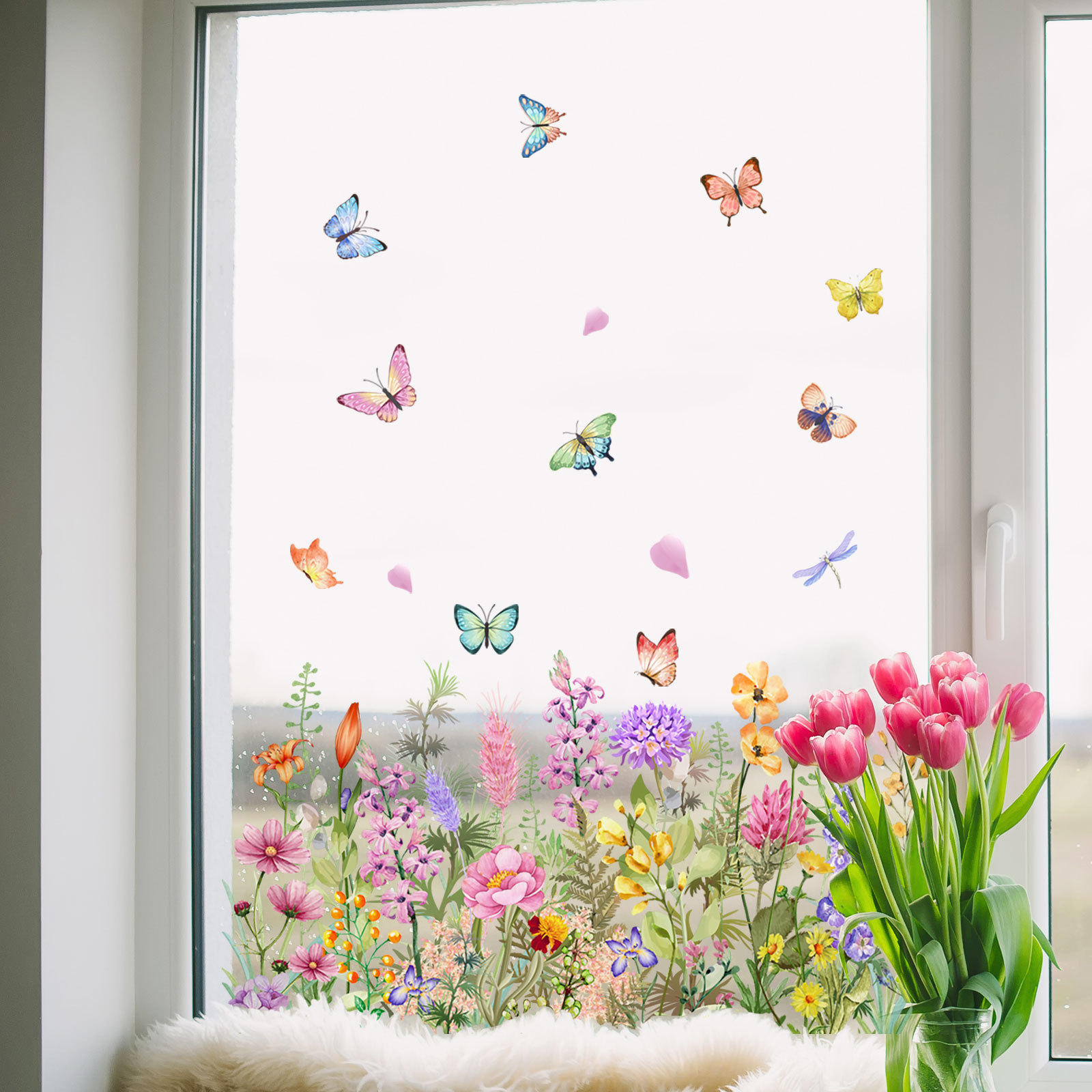Watercolor Colored Flowers But - Home Decor Window Blinds avaliação e preço