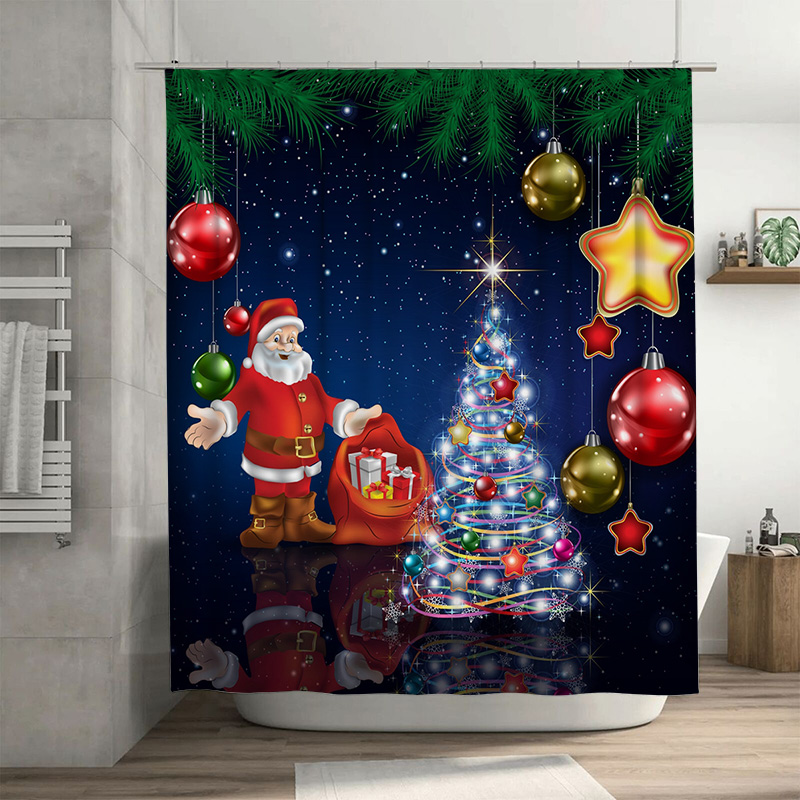 TU Christmas Shower Curtain Sa - Home Xmas Decor Ideas avaliação e preço
