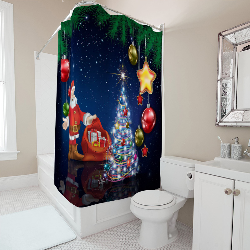 TU Christmas Shower Curtain Sa - Home Xmas Decor Ideas avaliação e preço