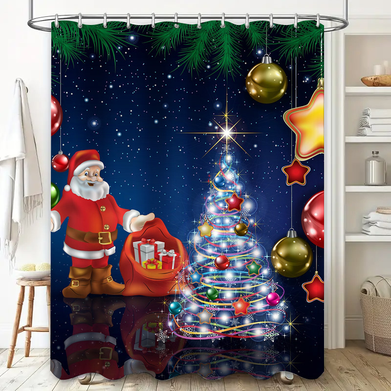 TU Christmas Shower Curtain Sa - Home Xmas Decor Ideas avaliação e preço