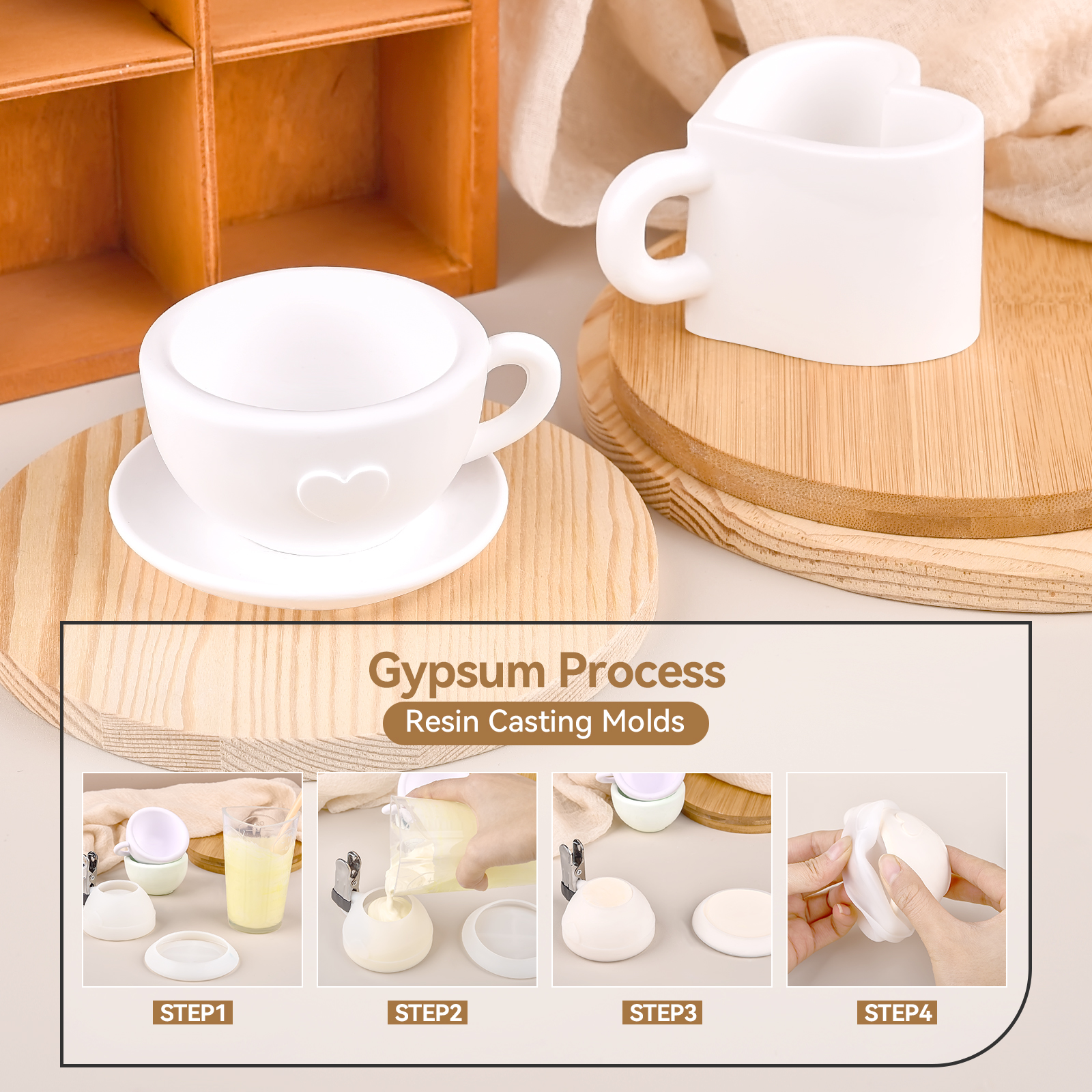 3D Tea Cup Love Silicone Mold  - Home Decor Handicraft avaliação e preço