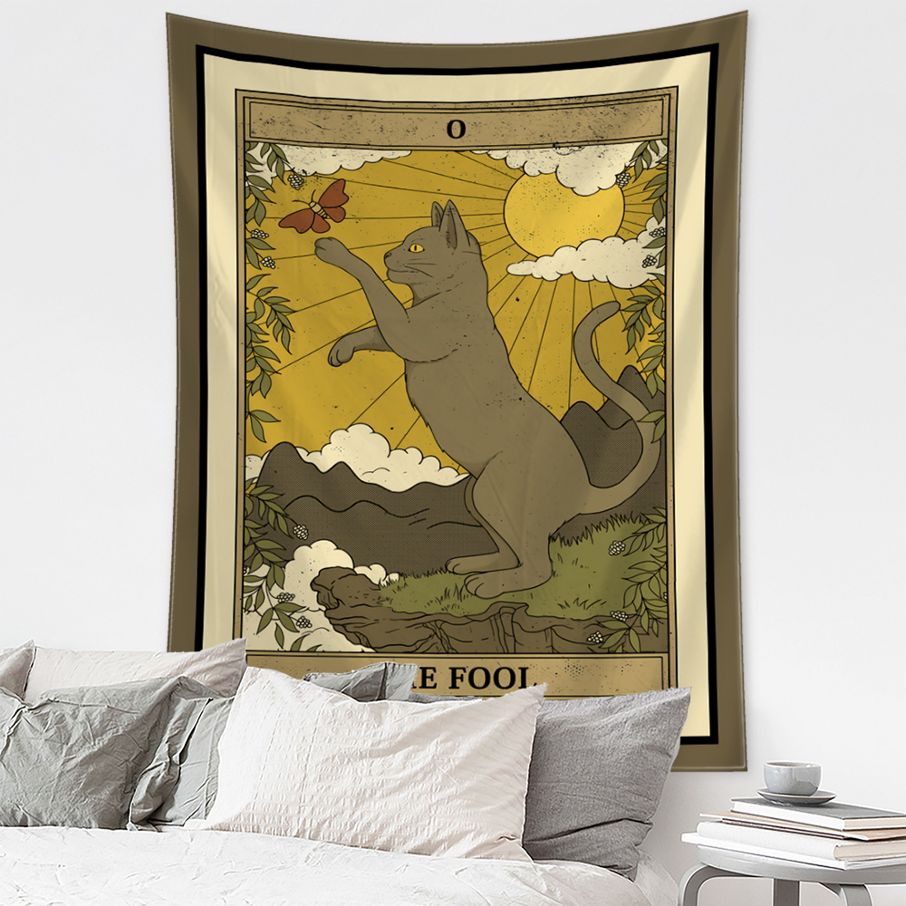 Cartoon Cat Tarot Tapestry Wal - Home Decor Hippie avaliação e preço