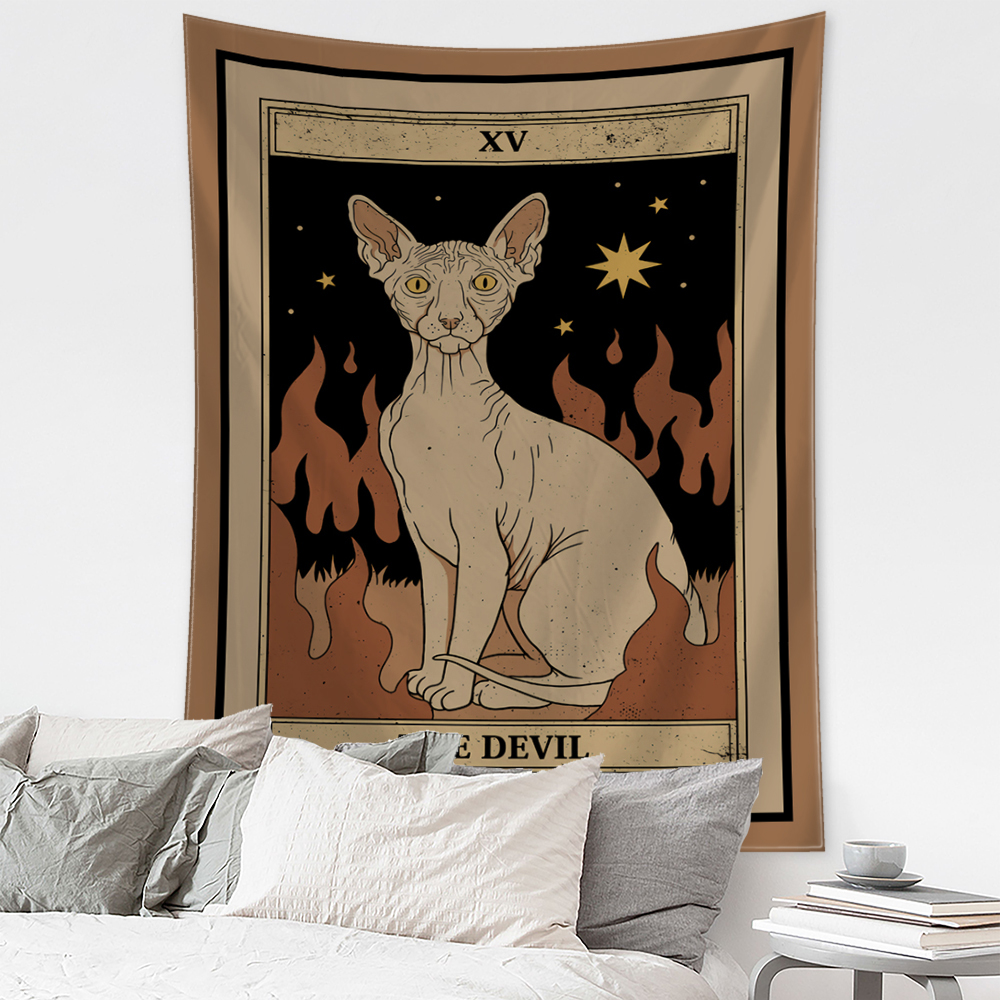 Cartoon Cat Tarot Tapestry Wal - Home Decor Hippie avaliação e preço