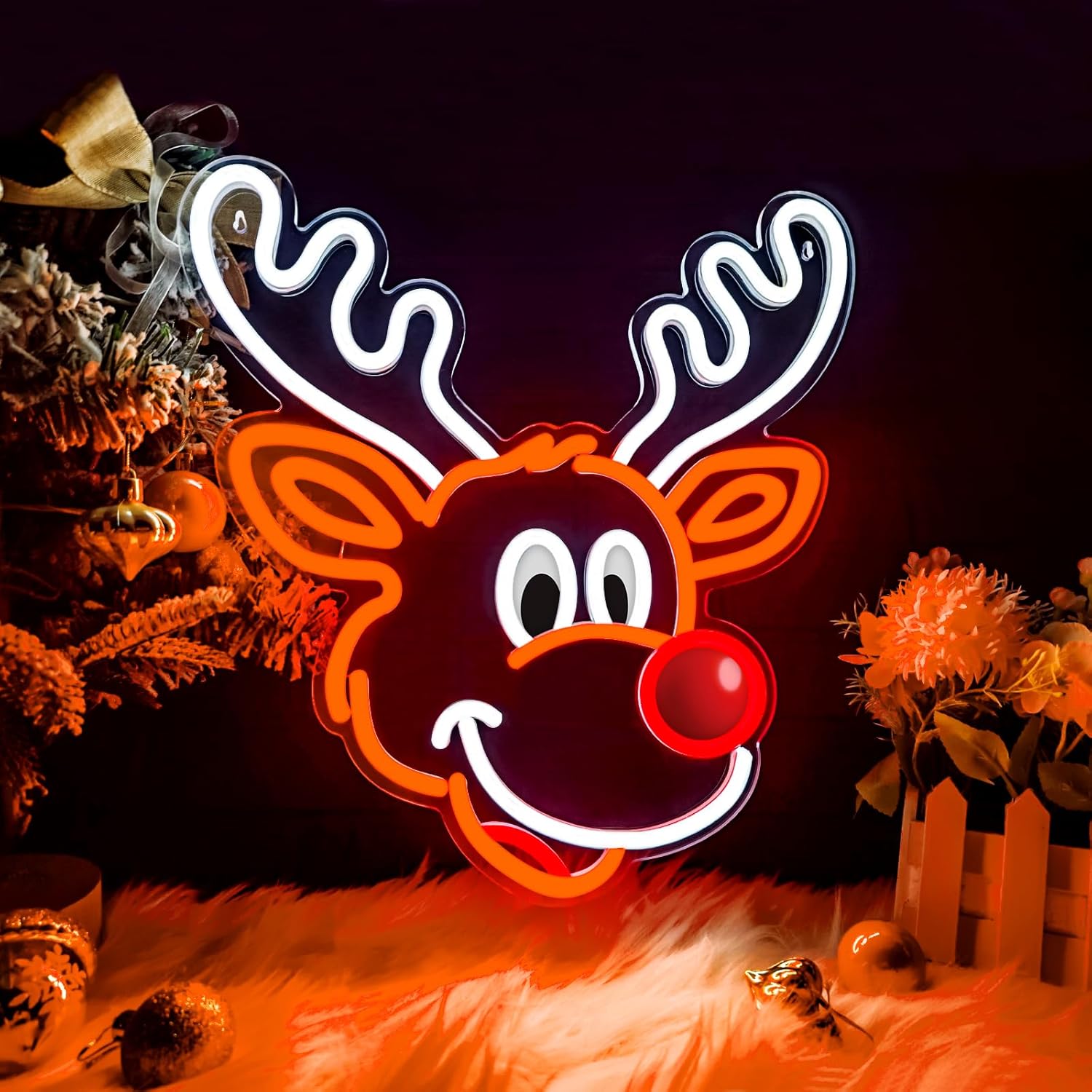 Cute Christmas Reindeer Neon S - Home Xmas Decor Ideas avaliação e preço