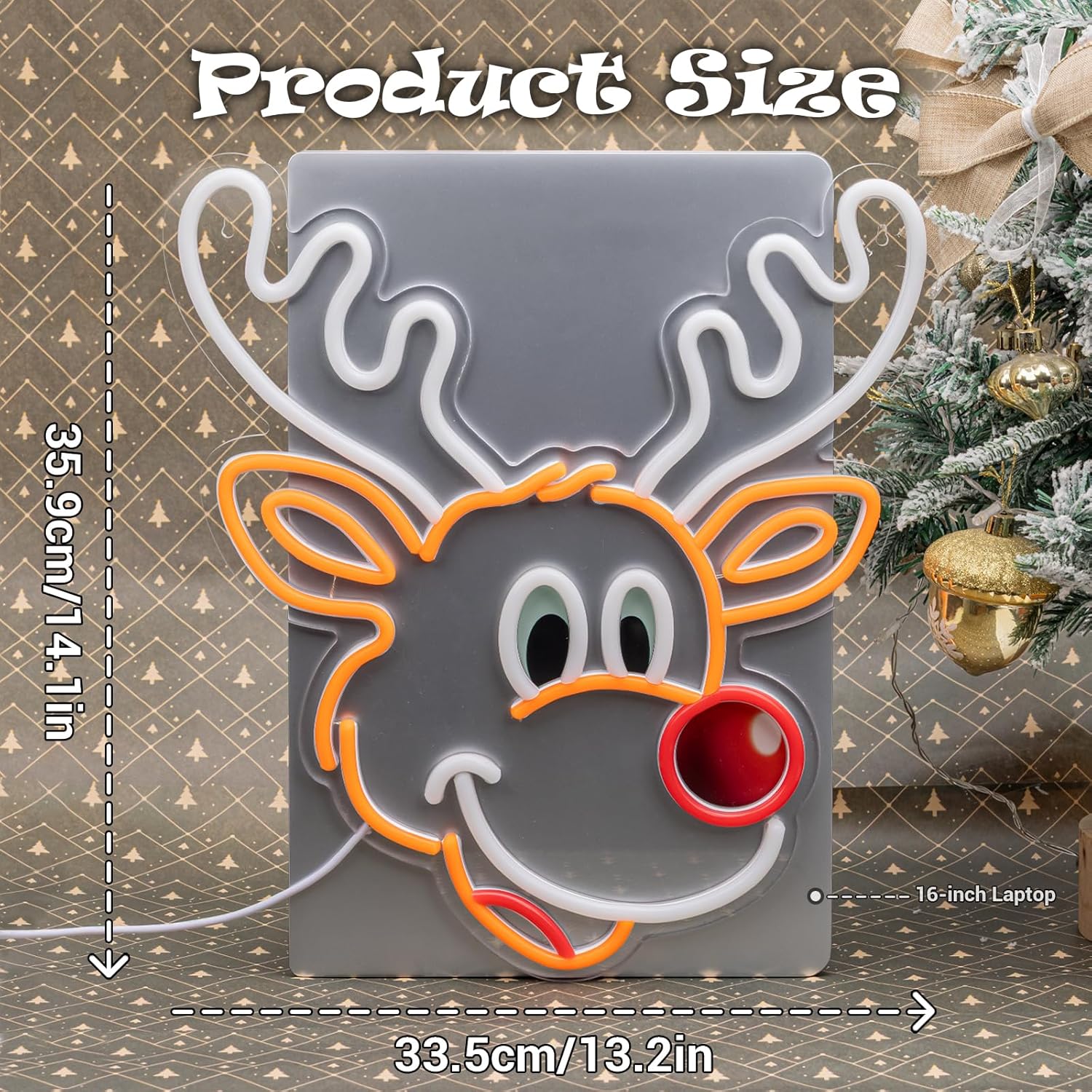 Cute Christmas Reindeer Neon S - Home Xmas Decor Ideas avaliação e preço