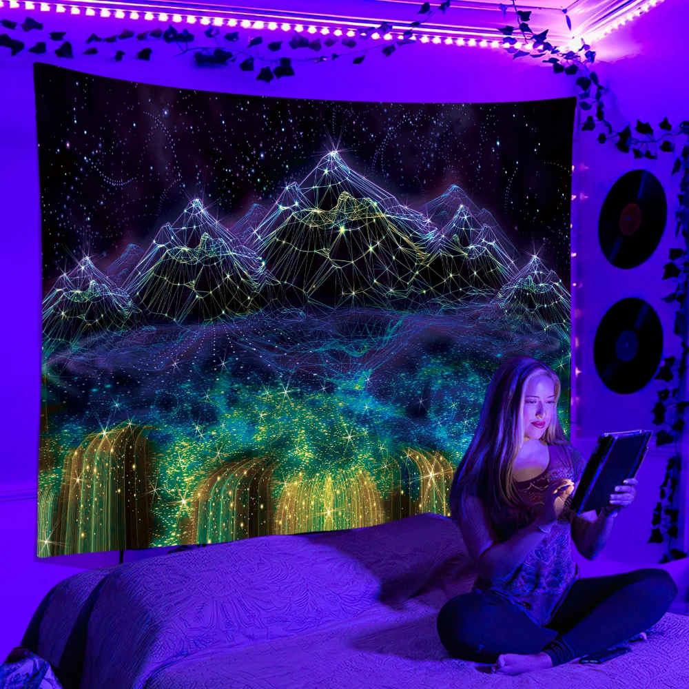 Black Light Tapestry UV Reacti - Home Decor Hippie avaliação e preço