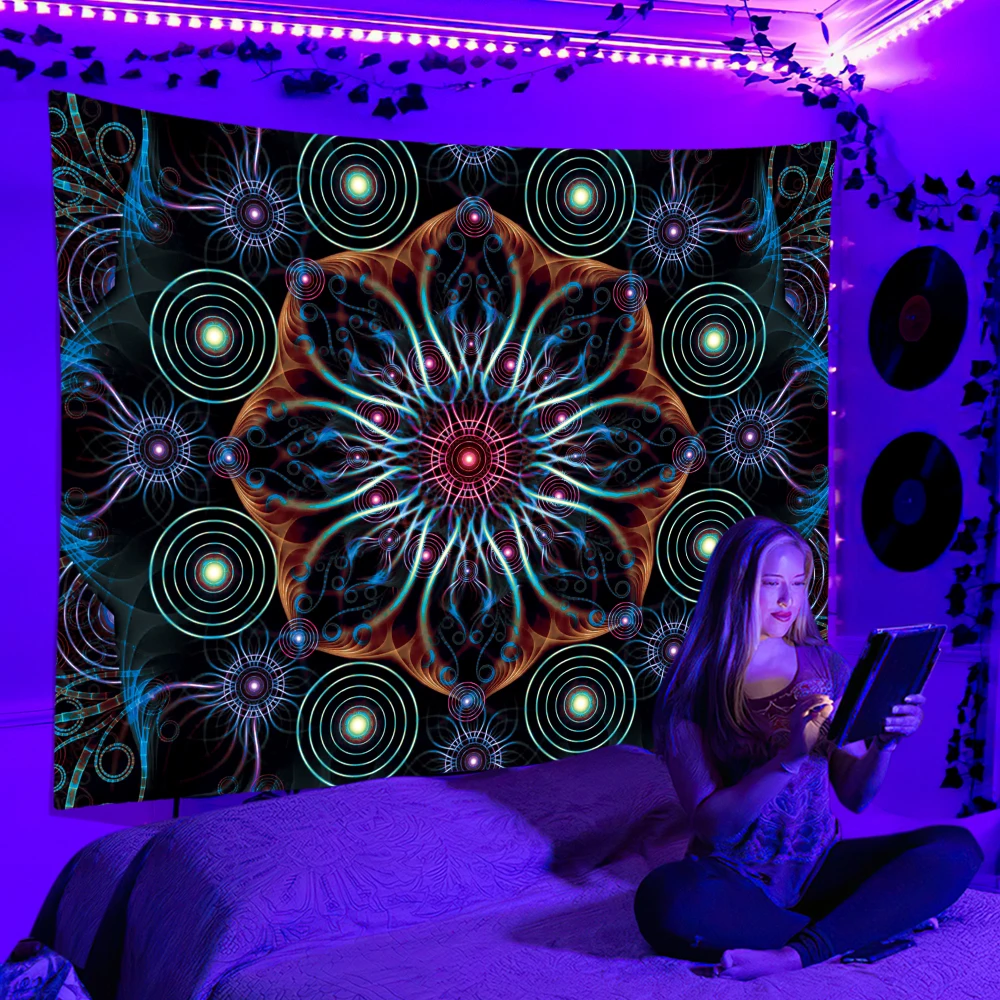 Black Light Tapestry UV Reacti - Home Decor Hippie avaliação e preço
