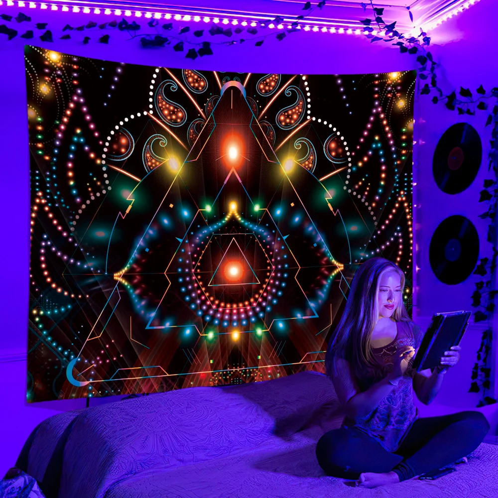 Black Light Tapestry UV Reacti - Home Decor Hippie avaliação e preço