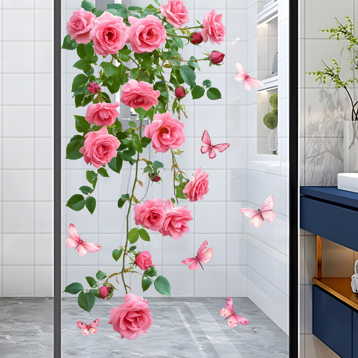 1PC Flower Vine Window Decal P - Home Decor Window Blinds avaliação e preço