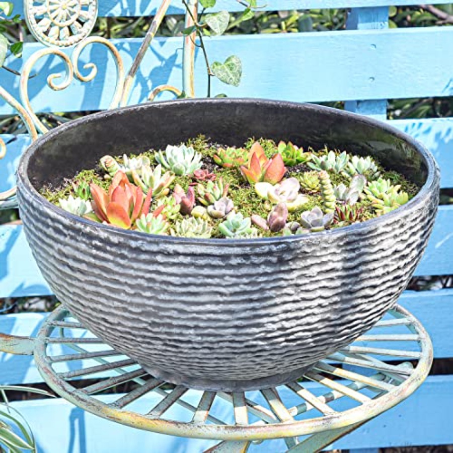 Ash Black Resin Outdoor Low Bo - Succulent Planter Pot avaliação e preço