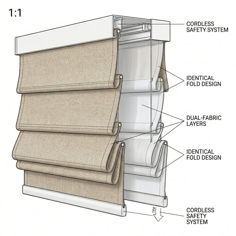 French Linen Blackout Roman Bl - Home Decor Window Blinds avaliação e preço