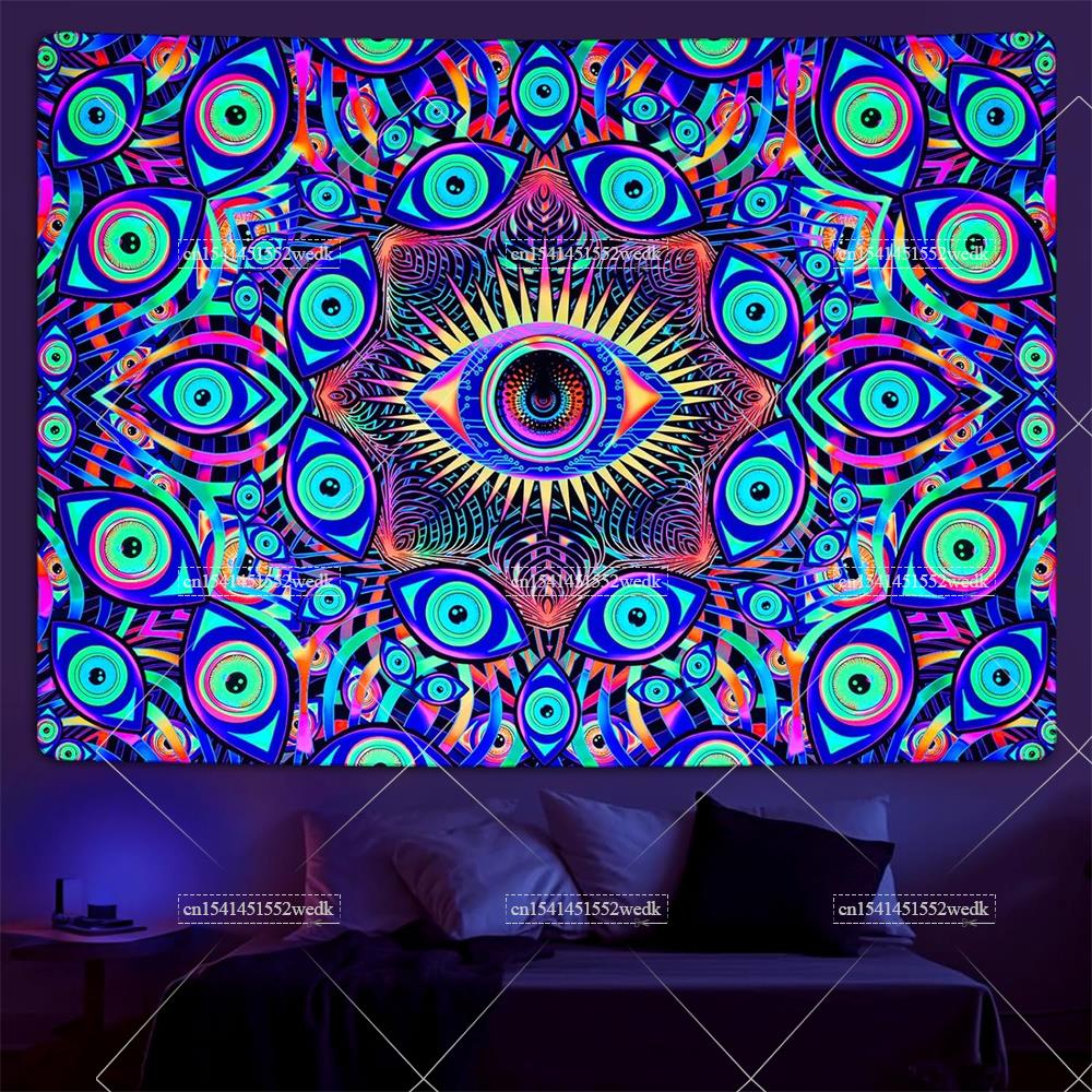 Blacklight Eyes Tapestry Boho  - Home Decor Hippie avaliação e preço