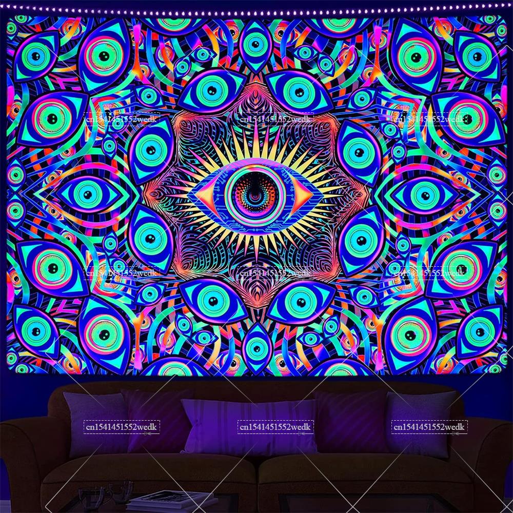 Blacklight Eyes Tapestry Boho  - Home Decor Hippie avaliação e preço