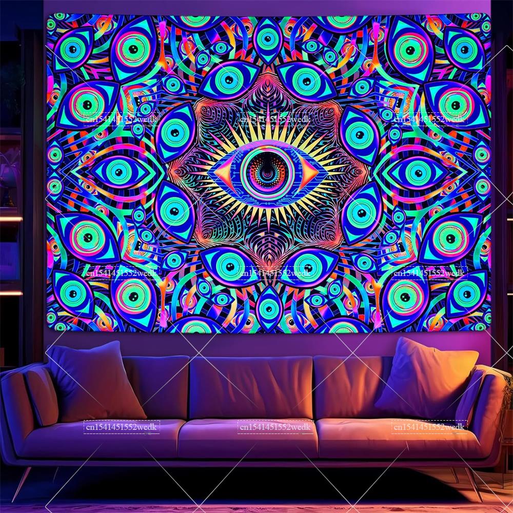 Blacklight Eyes Tapestry Boho  - Home Decor Hippie avaliação e preço