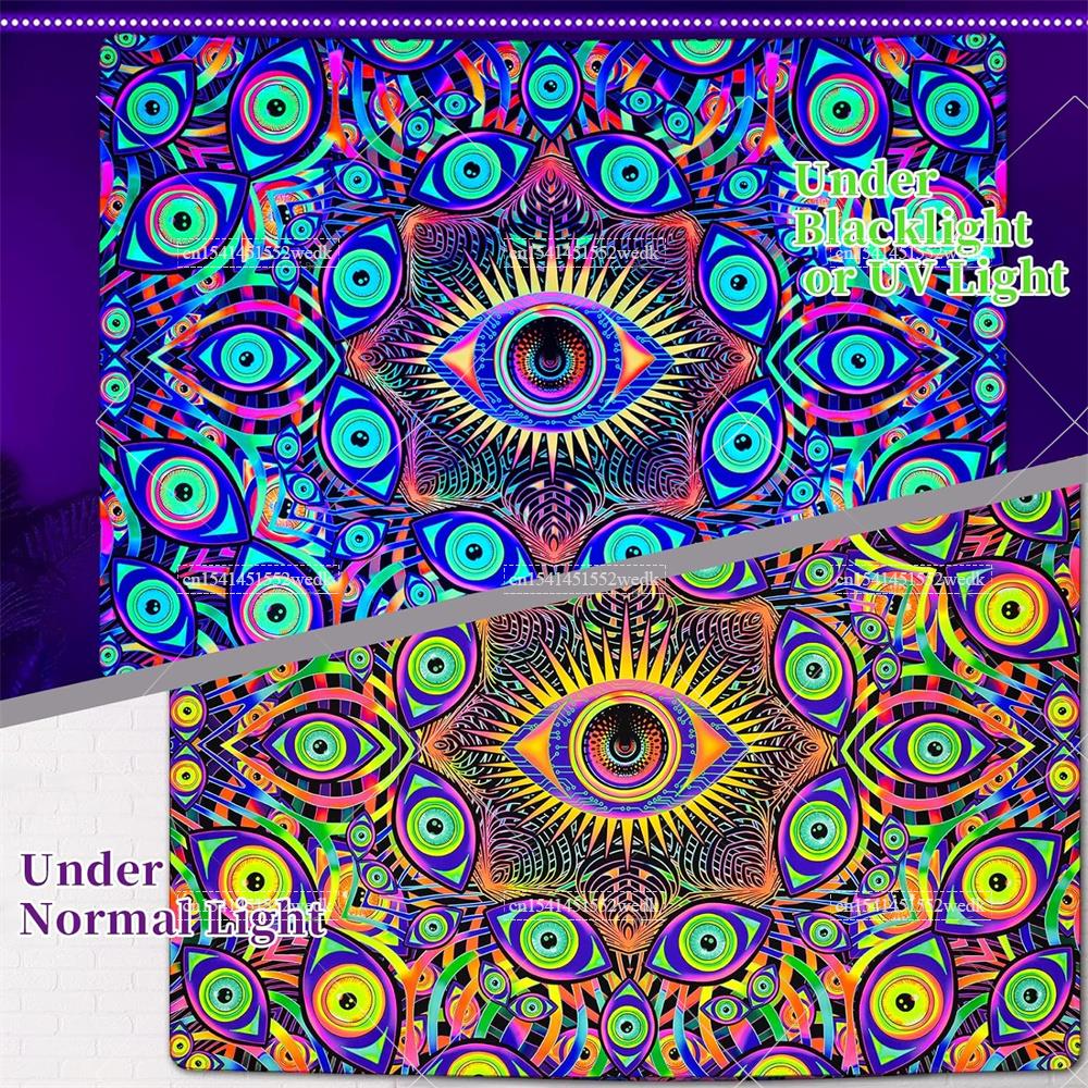 Blacklight Eyes Tapestry Boho  - Home Decor Hippie avaliação e preço